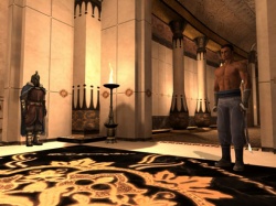 Kian exhibant sa musculature au milieu du Temple de la Déesse